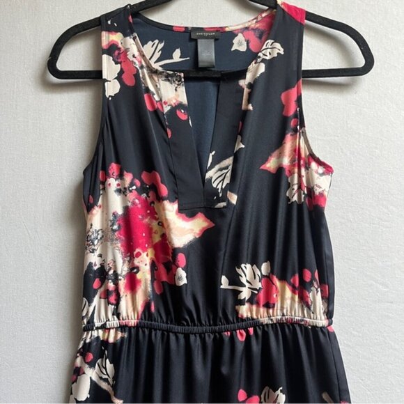 Ann Taylor Vintage floral v neck sleeveless maxi dress Sz XS - Picture 4 of 8